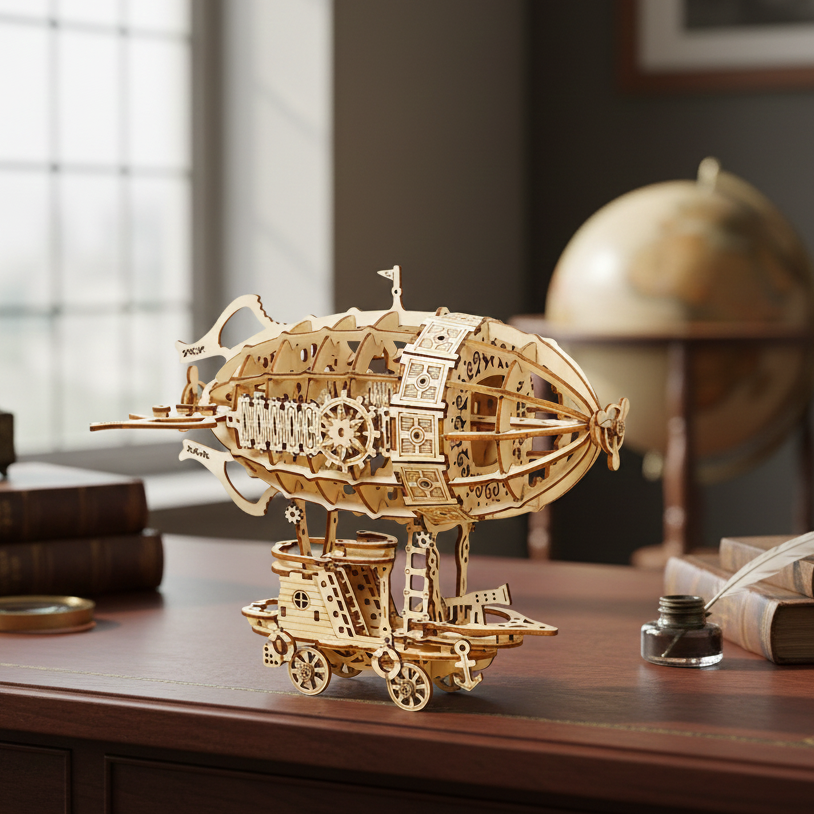 Puzzle 3D Bois Dirigeable Vintage – Maquette Modélisme Industriel DIY