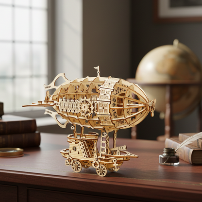 Puzzle 3D Bois Dirigeable Vintage – Maquette Modélisme Industriel DIY