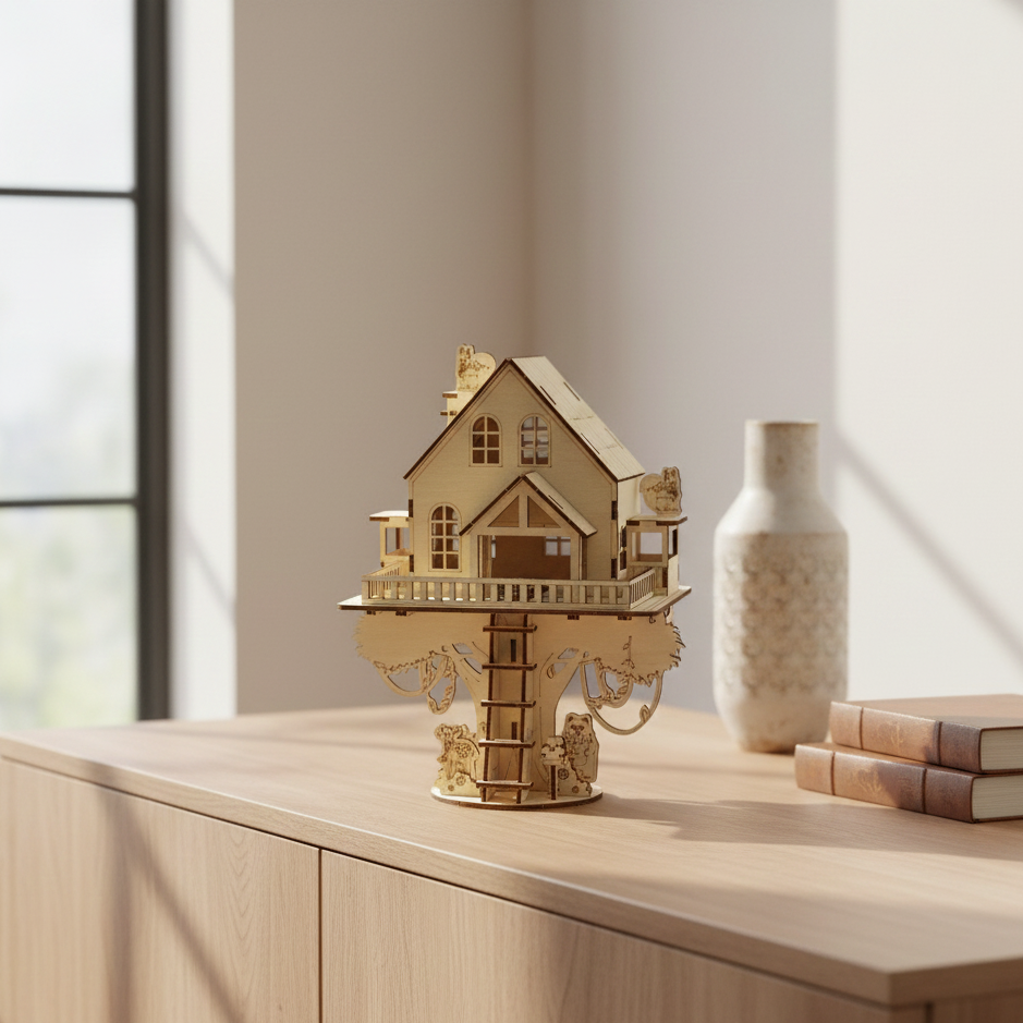 Puzzle 3D Bois Cabane dans les Arbres – Maquette Architecture Modélisme DIY