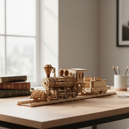 Puzzle 3D Bois Tramway Rétro - Maquette Mécanique Modélisme DIY