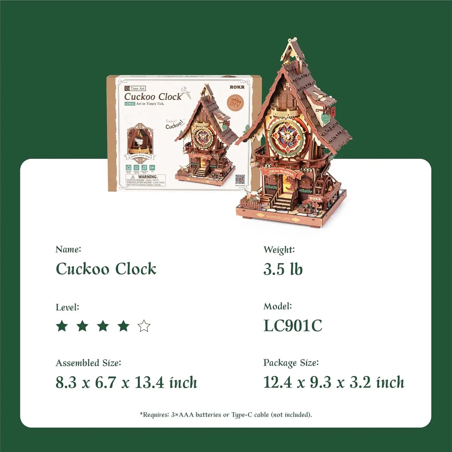 Puzzle 3D Maison Horloge en Bois