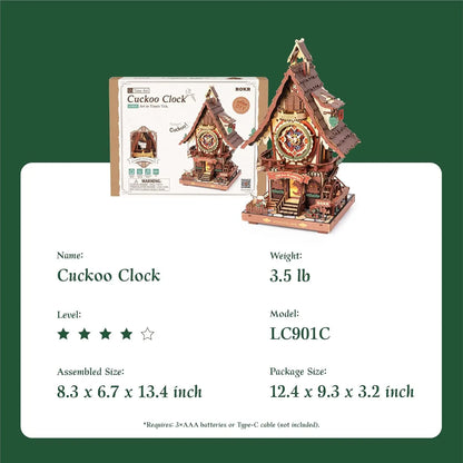 Puzzle 3D Maison Horloge en Bois