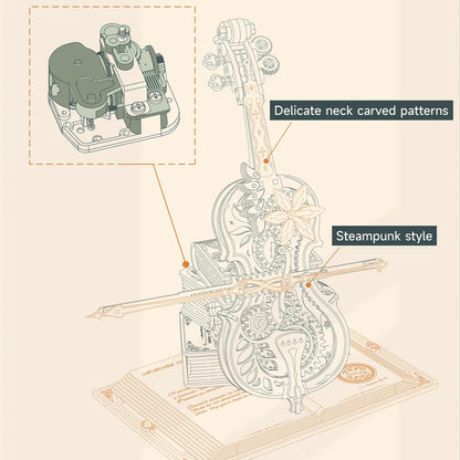 Violon Mécanique en Bois 3D | Puzzle à Engrenages