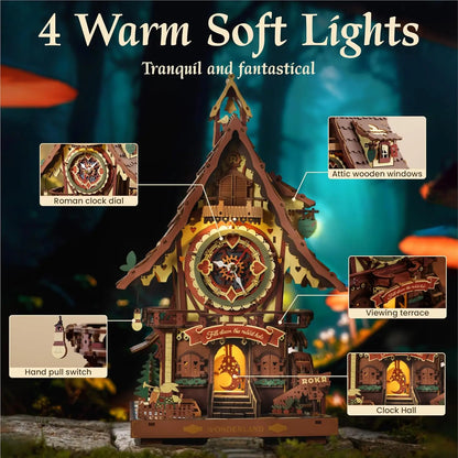 Puzzle 3D Maison Horloge en Bois