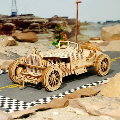 Puzzle 3D Voiture de Course Vintage | Kit Modélisme Bois | DIY