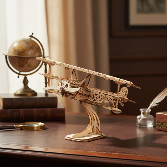Puzzle 3D Bois Avion Rétro - Maquette Mécanique Modélisme DIY