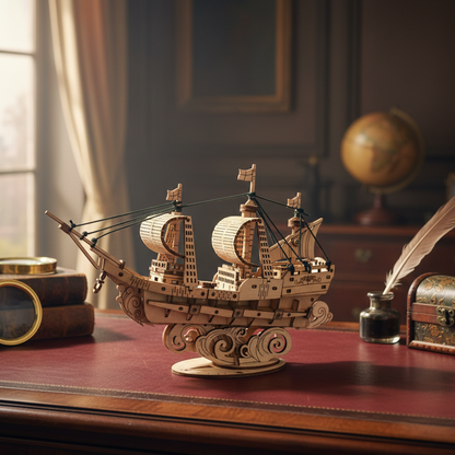 Puzzle 3D Bois Voilier Rétro - Maquette Navale Modélisme