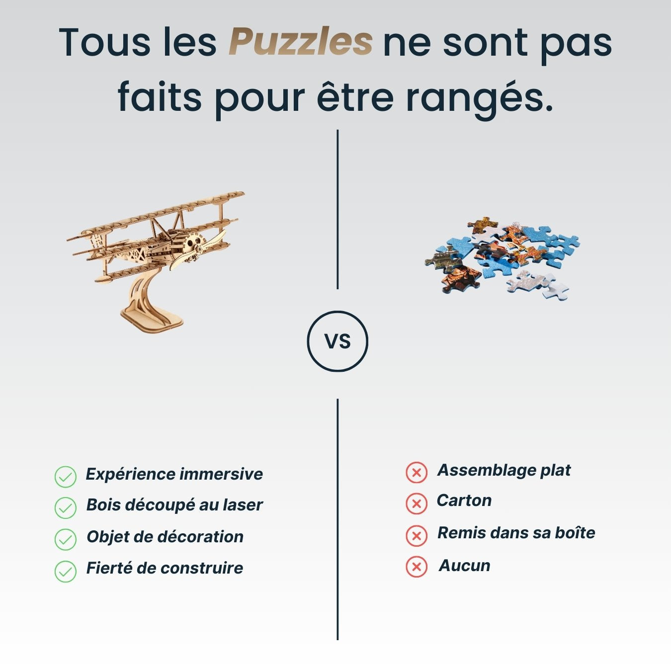 Puzzle 3D Bois Avion Rétro - Maquette Mécanique Modélisme DIY